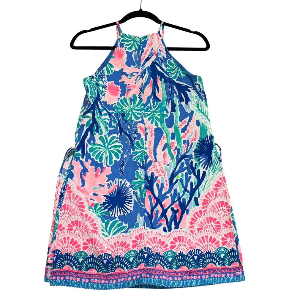 Lilly Pulitzer Donna Romper Womens Size 00 Blue Pink Coral Reef Shift Dress